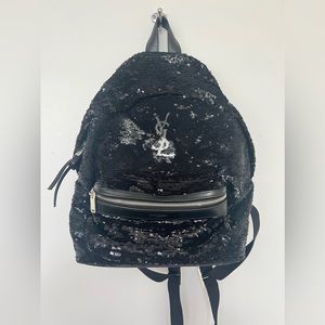 YVES SAINT LAURENT
Mini City Sequin Leather Backpack Bag Black